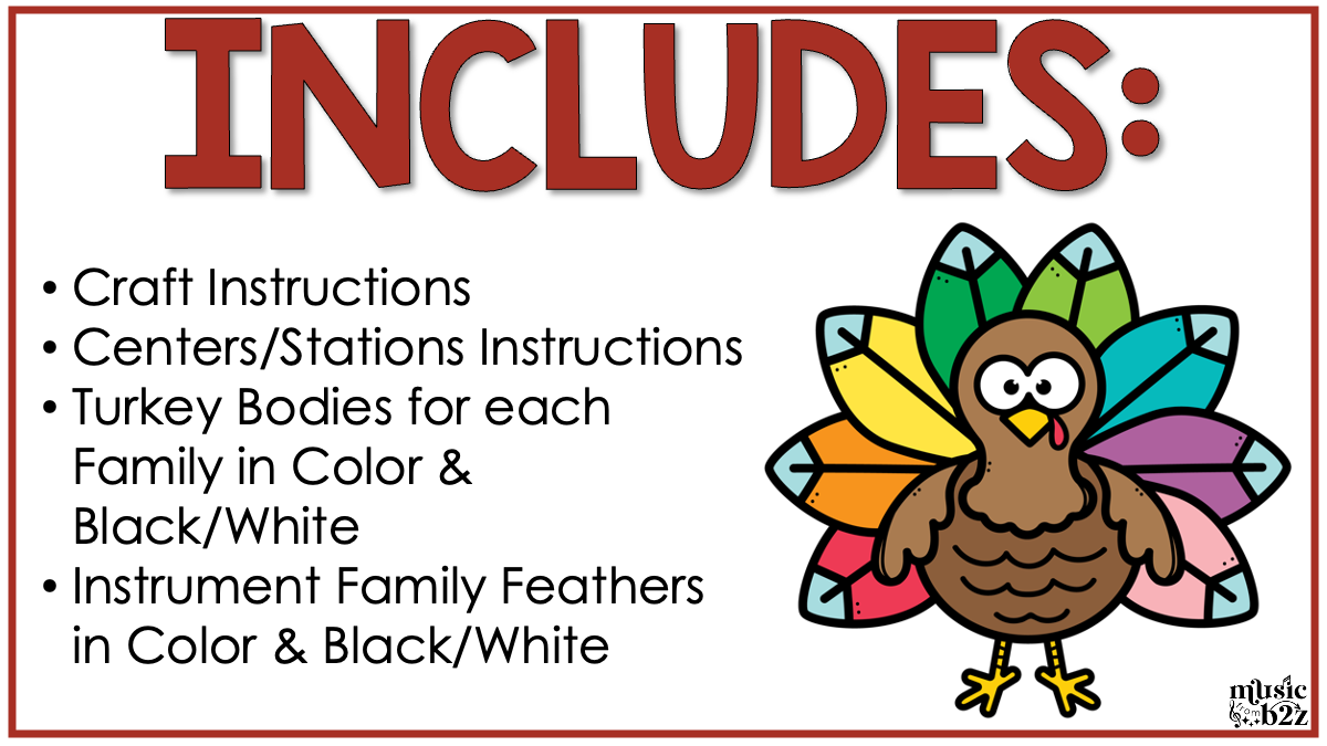Thanksgiving Music Treble Clef Turkey Craft Elementary Music Centers Activities