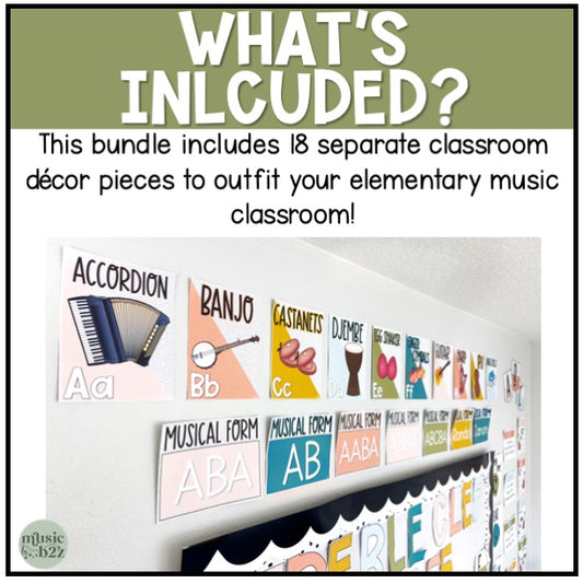Music Classroom Decor BUNDLE - Music Bulletin Board & Posters - Modern Oasis