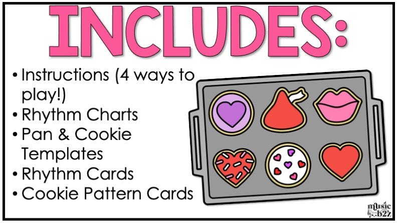 Valentines Day Rhythm Cookies Elementary Music Centers Game Craft Composition