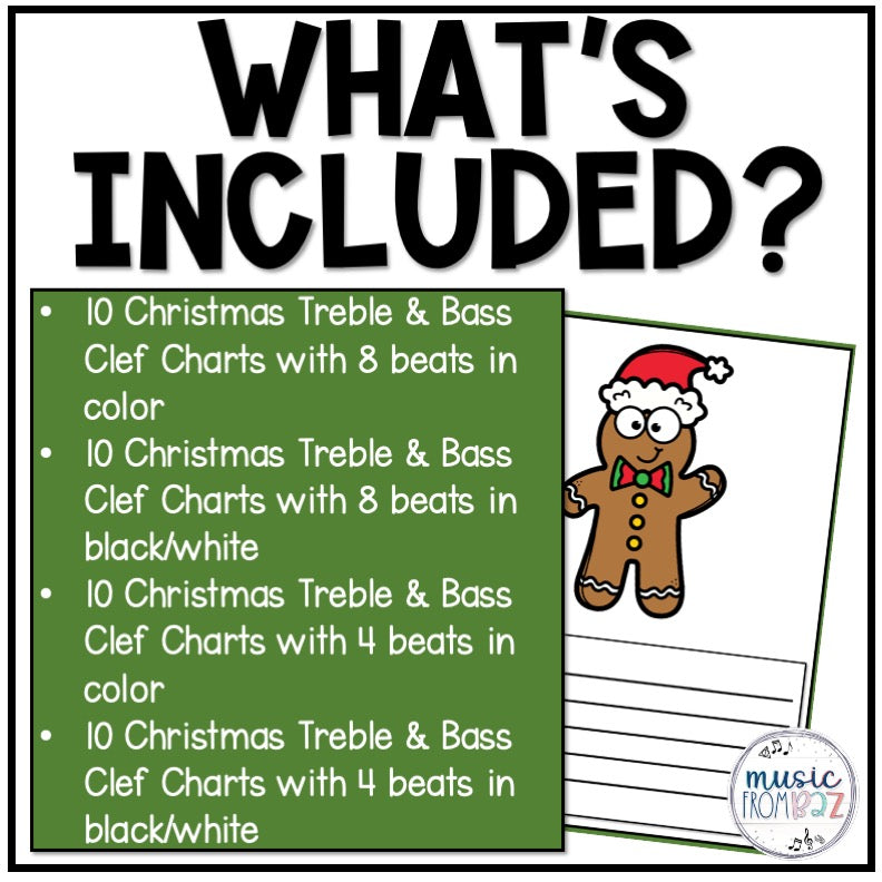 Christmas Music Treble Clef & Bass Clef Worksheet Music Worksheets Elementary Music Centers Games