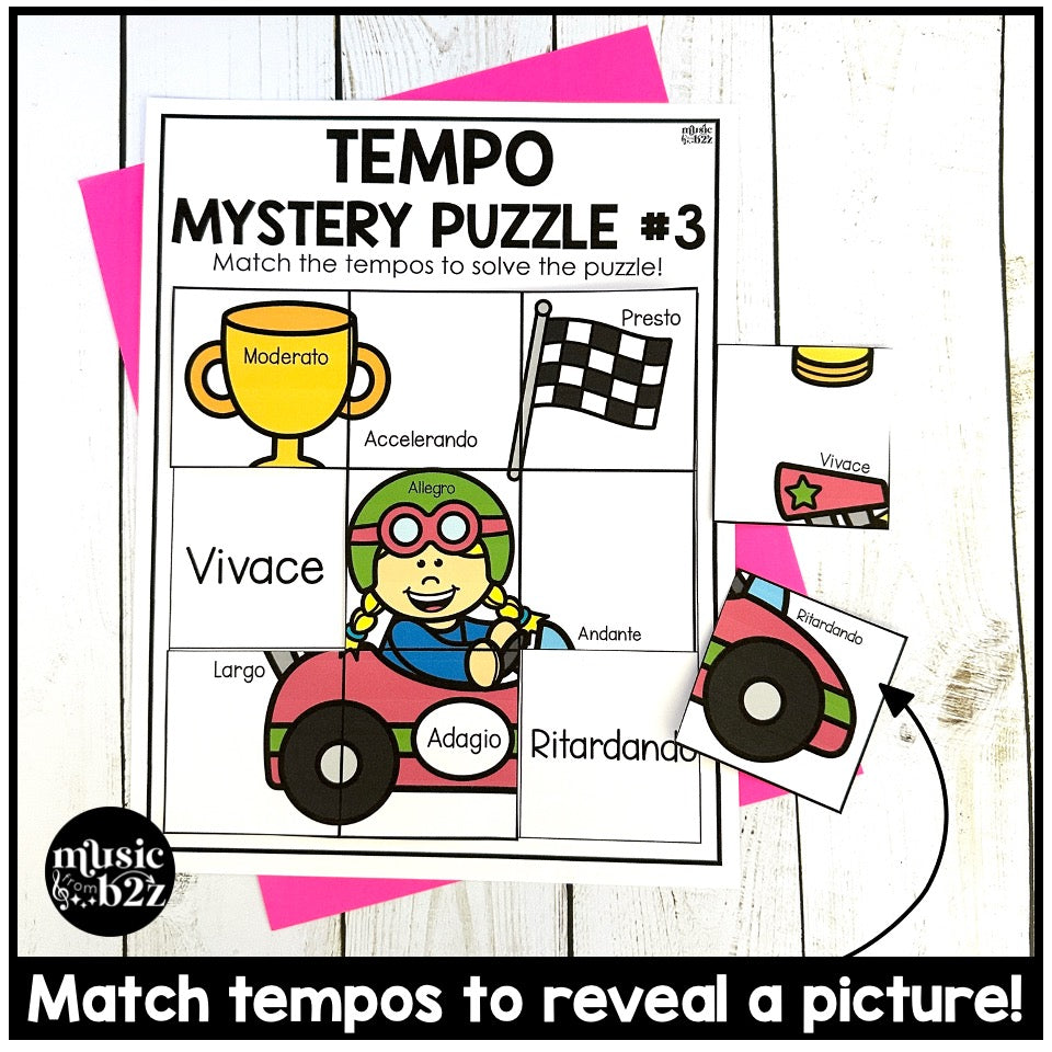 Music Tempo Mystery Puzzles Elementary Music Centers Sub Plans Activities