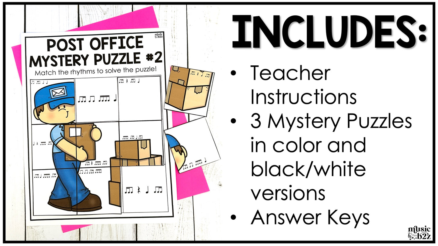 Eighth Sixteenth Note Rhythm Mystery Puzzles Elementary Music Centers Sub Plans