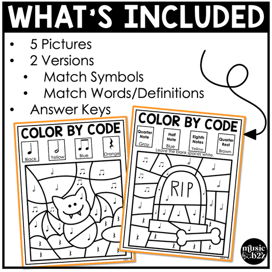 Halloween Music Coloring Halloween Music Worksheets Music Color by Note