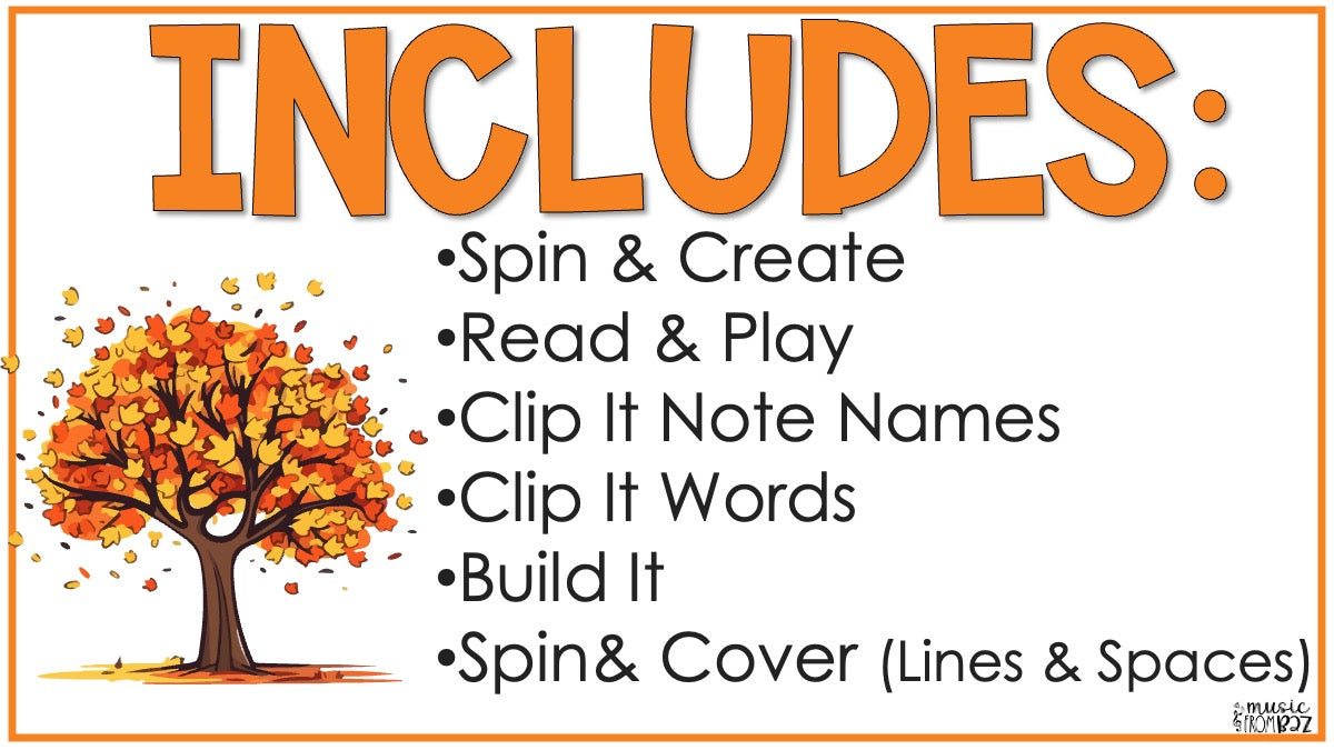 Fall Music Treble Clef Task Cards Treble Clef Notes Fall Music Activities