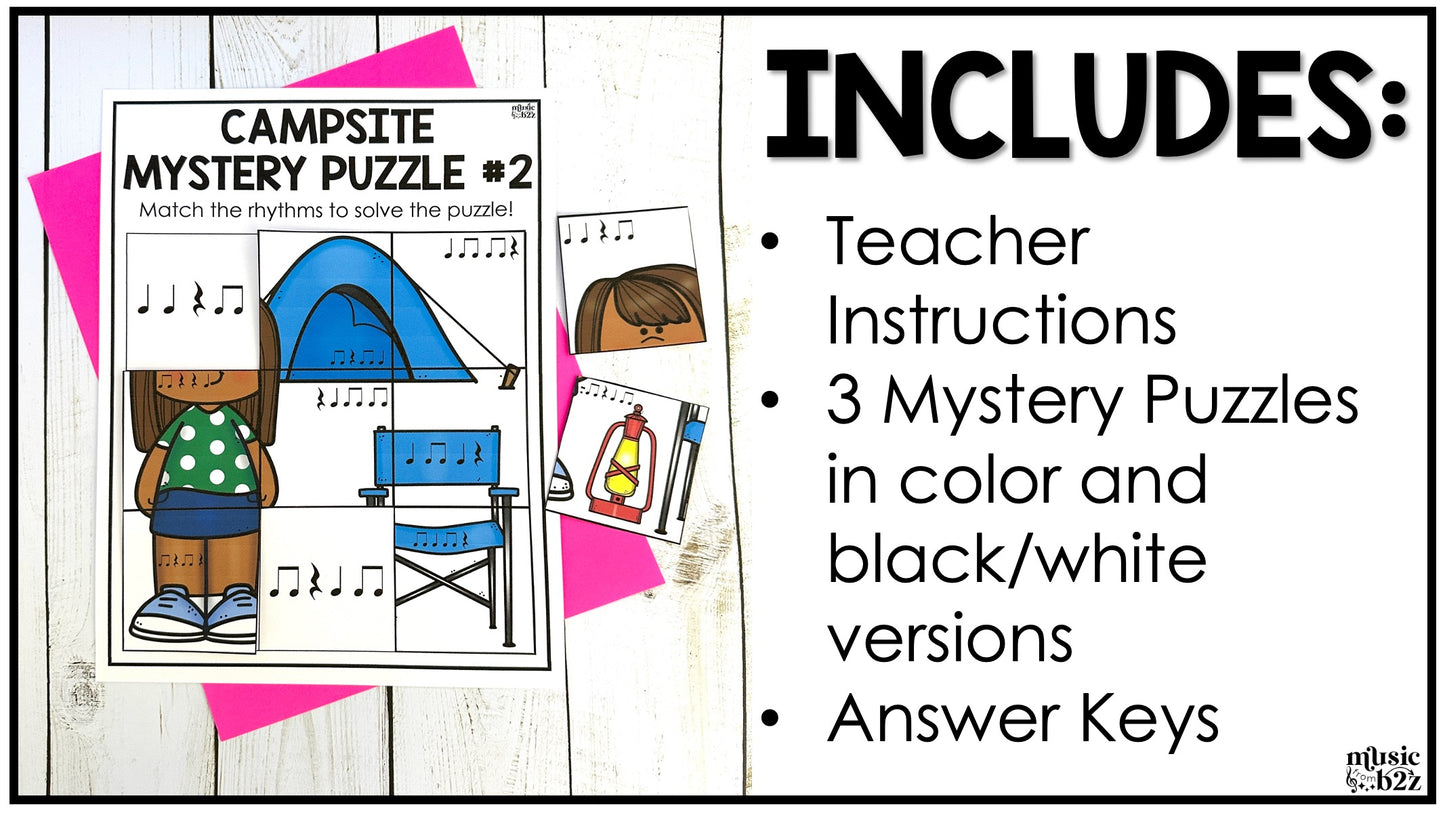 Quarter Rest Rhythm Mystery Puzzles Elementary Music Centers Sub Plans Activity