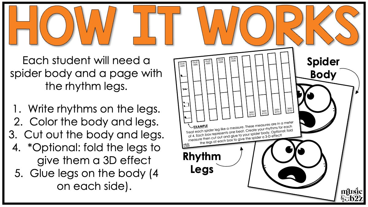 Halloween Spider Rhythm Craft Elementary Music Centers Sub Plans Activities