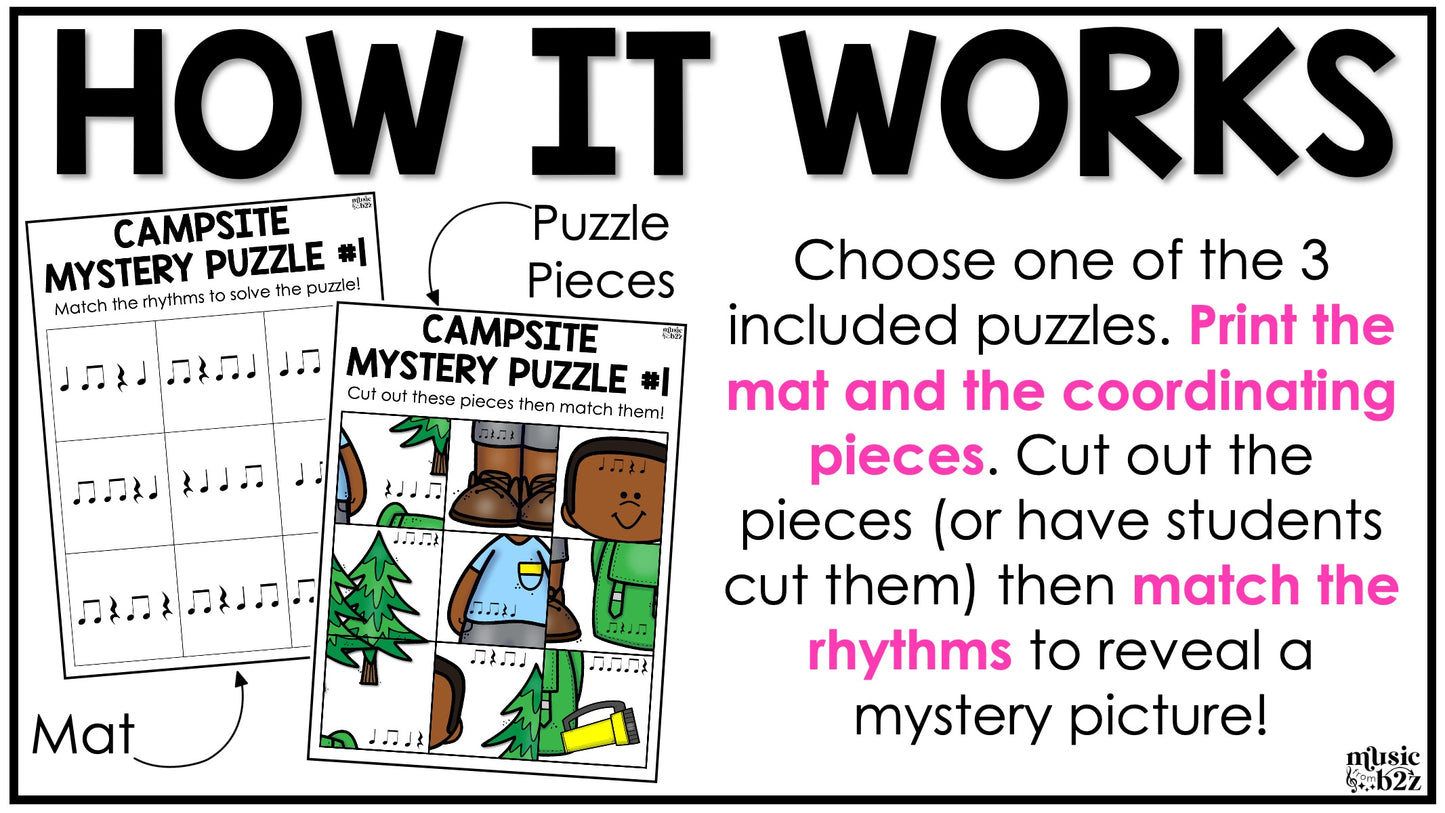 Quarter Rest Rhythm Mystery Puzzles Elementary Music Centers Sub Plans Activity