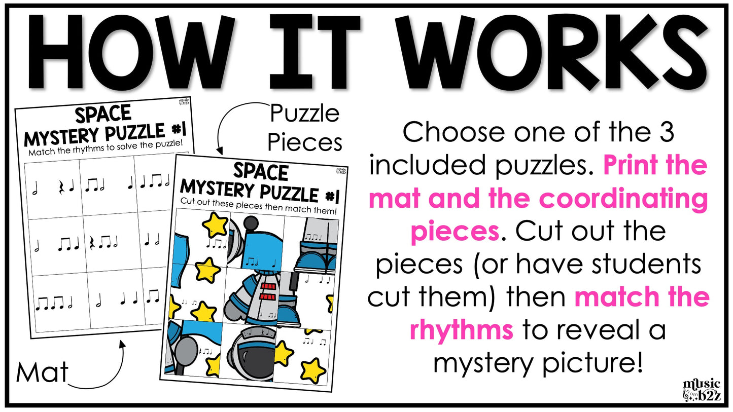 Half Note Rhythm Mystery Puzzles Elementary Music Centers Sub Plans Activity