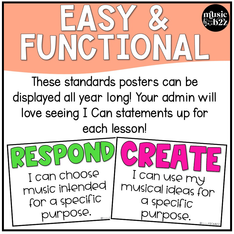 National Music Standards Bulletin Board Display - I Can Statements & Posters