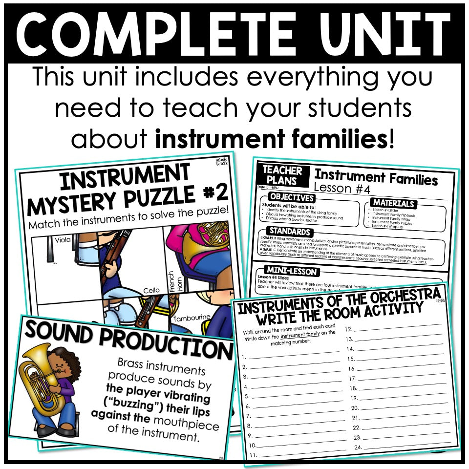 Instrument Families Orchestra Unit Elementary Music Curriculum Lesson Activity