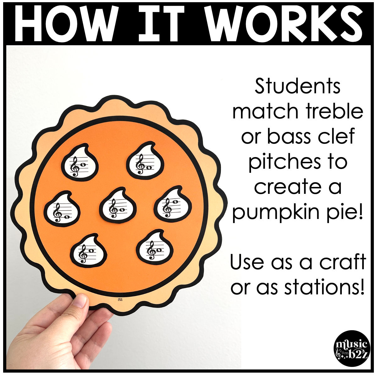 Thanksgiving Music Craft Treble Clef Bass Clef Music Centers Music Sub Plans