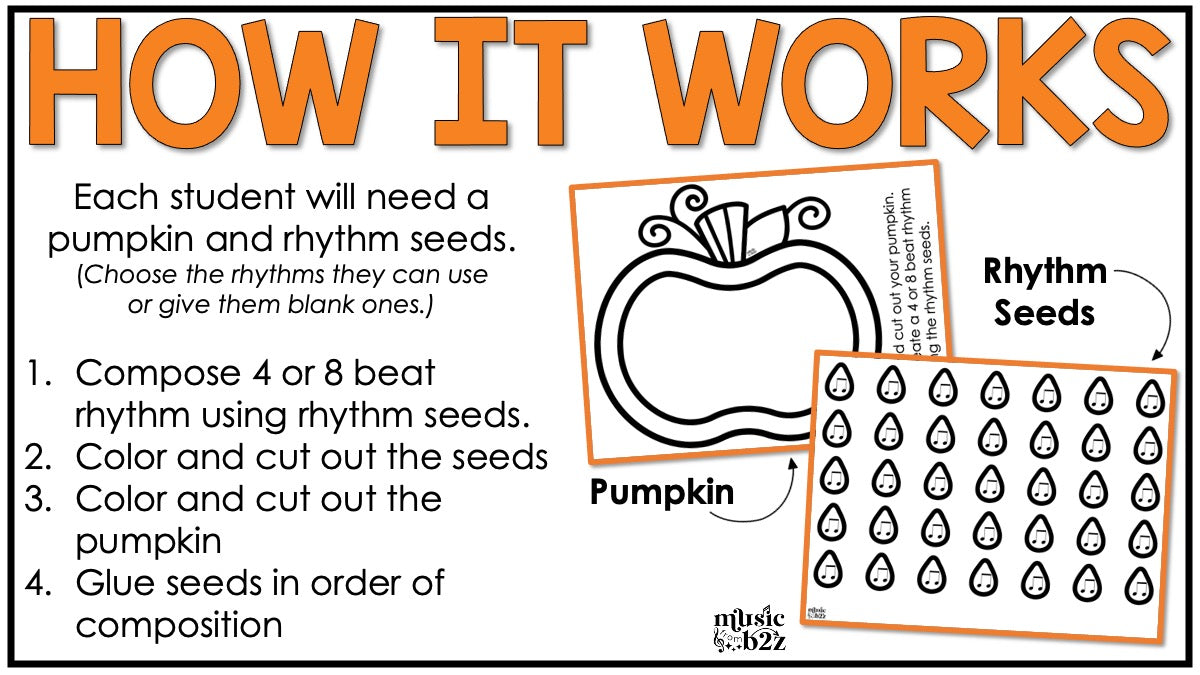 Fall Music Rhythm Craft Fall Music Activities Pumpkin Craft Elementary Music