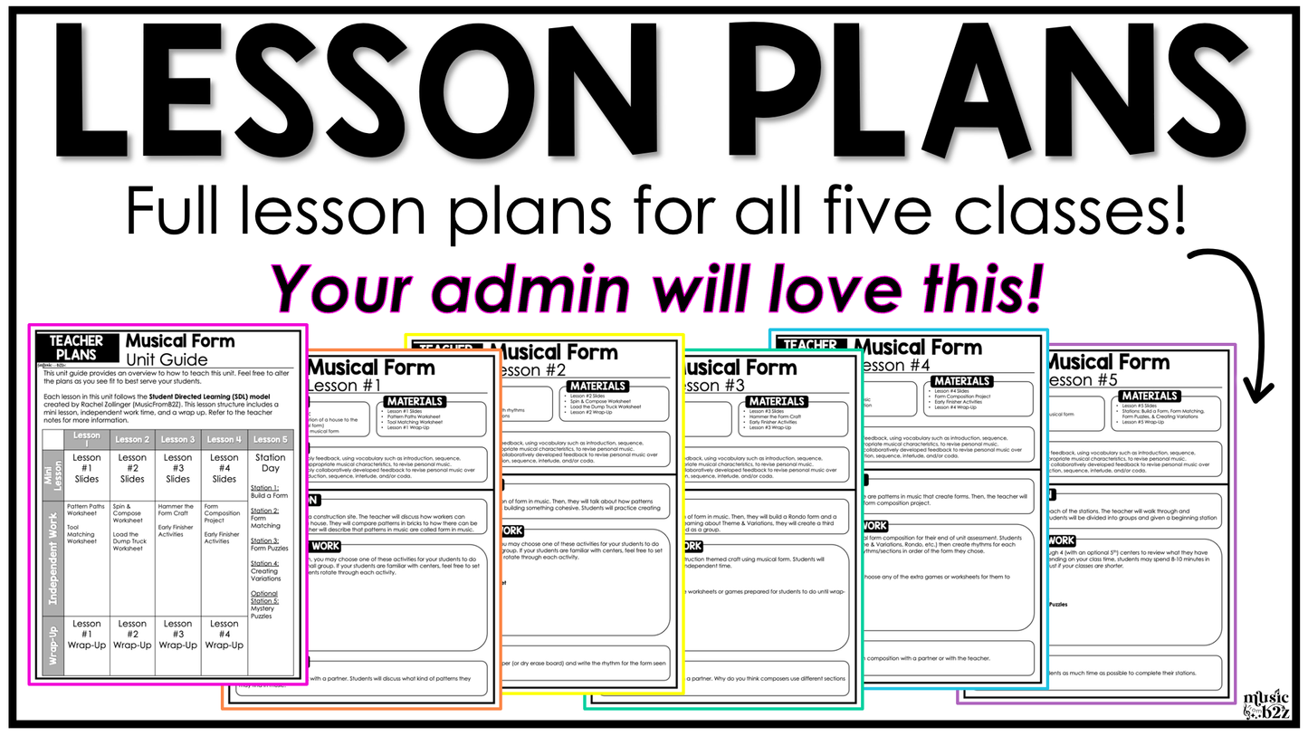 Musical Form Unit Elementary Music Curriculum Elements of Music Lesson