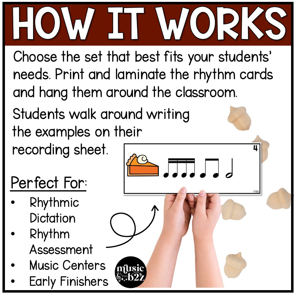 Thanksgiving Rhythm Write the Room Elementary Music Game & Scavenger Hunt