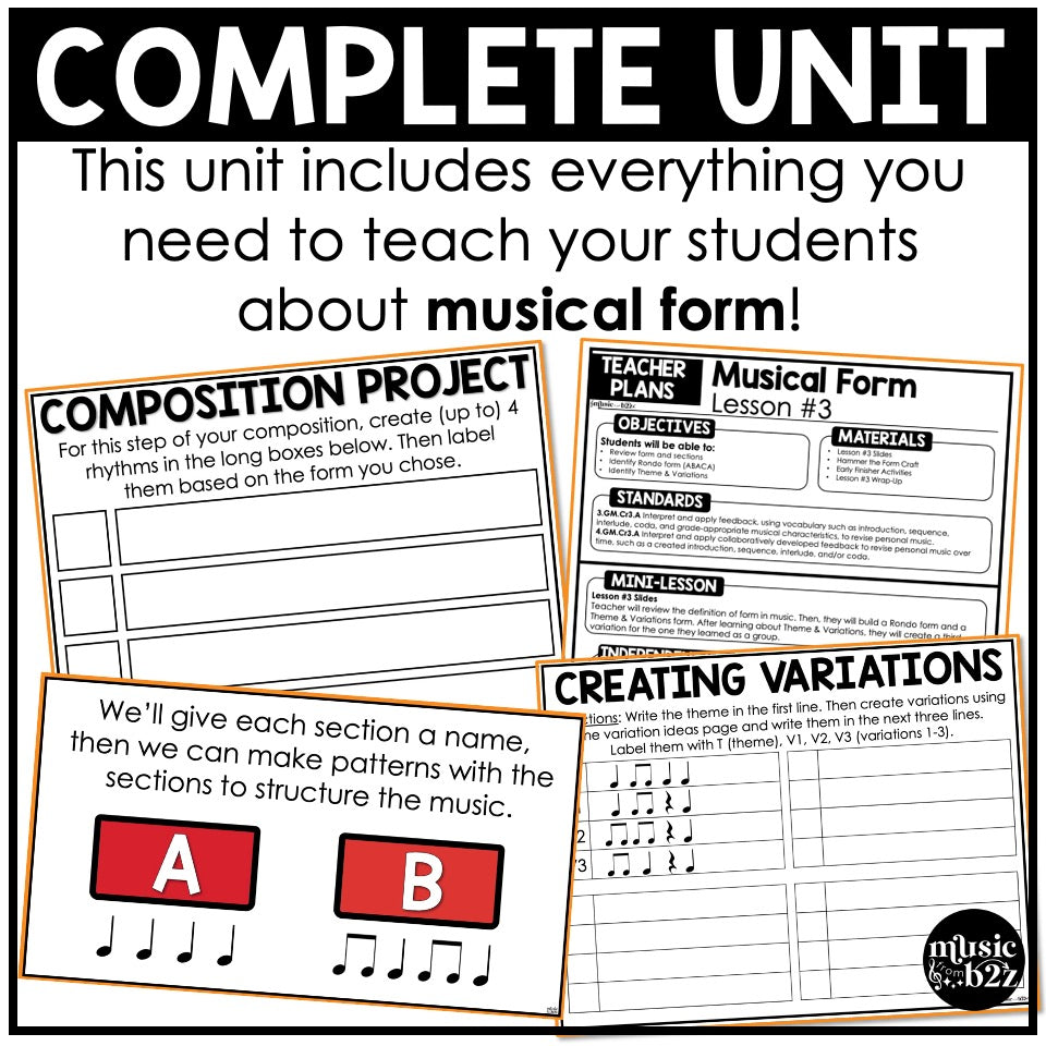 Musical Form Unit Elementary Music Curriculum Elements of Music Lesson