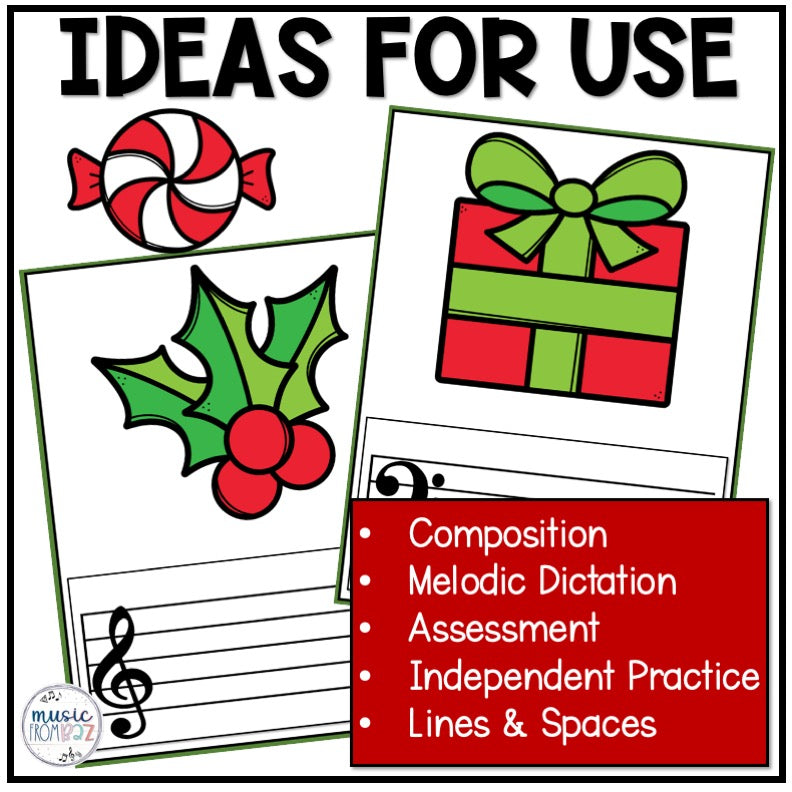 Christmas Music Treble Clef & Bass Clef Worksheet Music Worksheets Elementary Music Centers Games