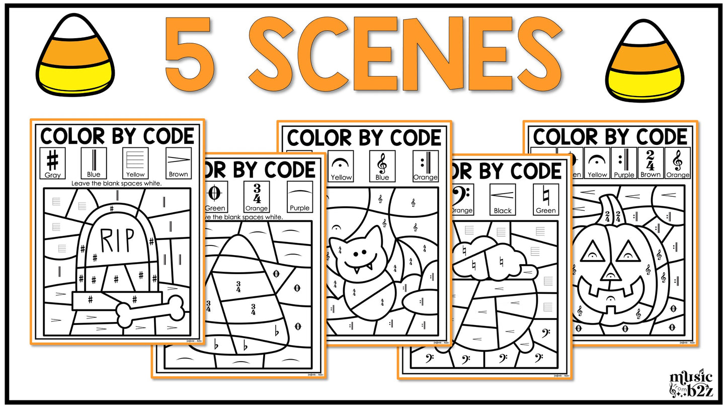 Halloween Music Coloring Color by Note Halloween Music Worksheets Music Symbols