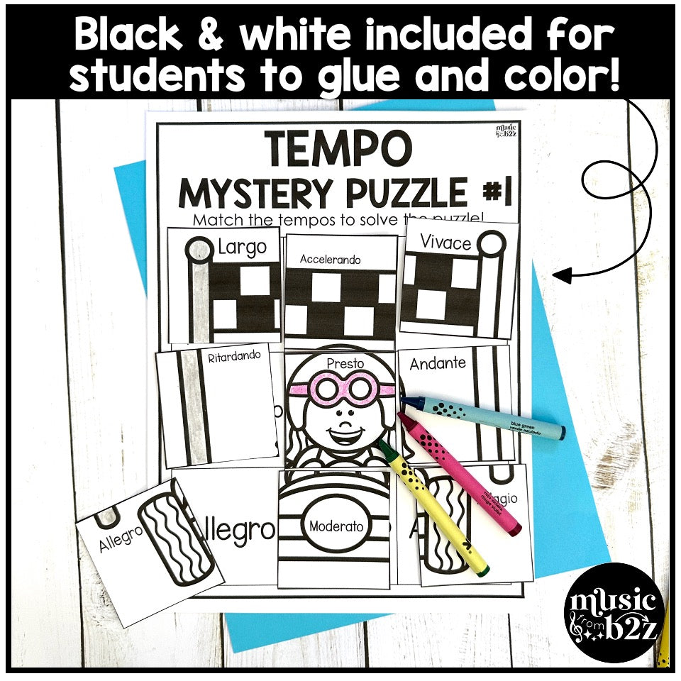 Music Tempo Mystery Puzzles Elementary Music Centers Sub Plans Activities