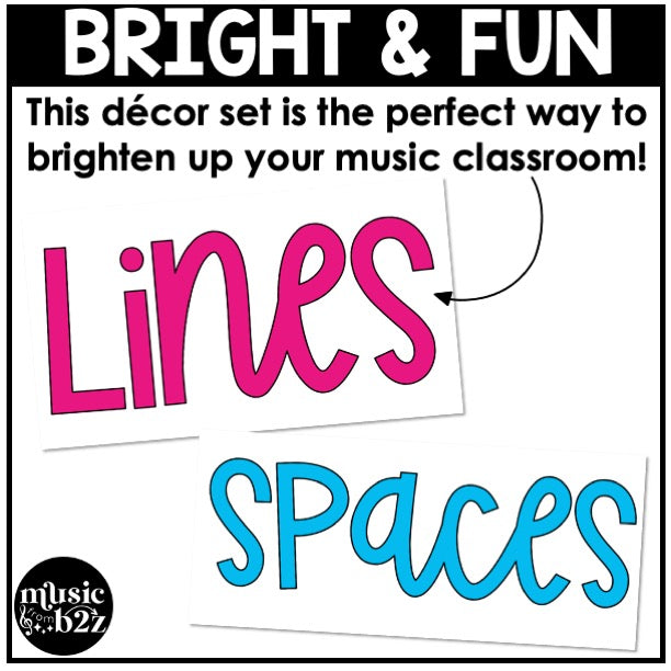 Treble Clef Bulletin Board Elementary Music Classroom Decor Lines & Spaces