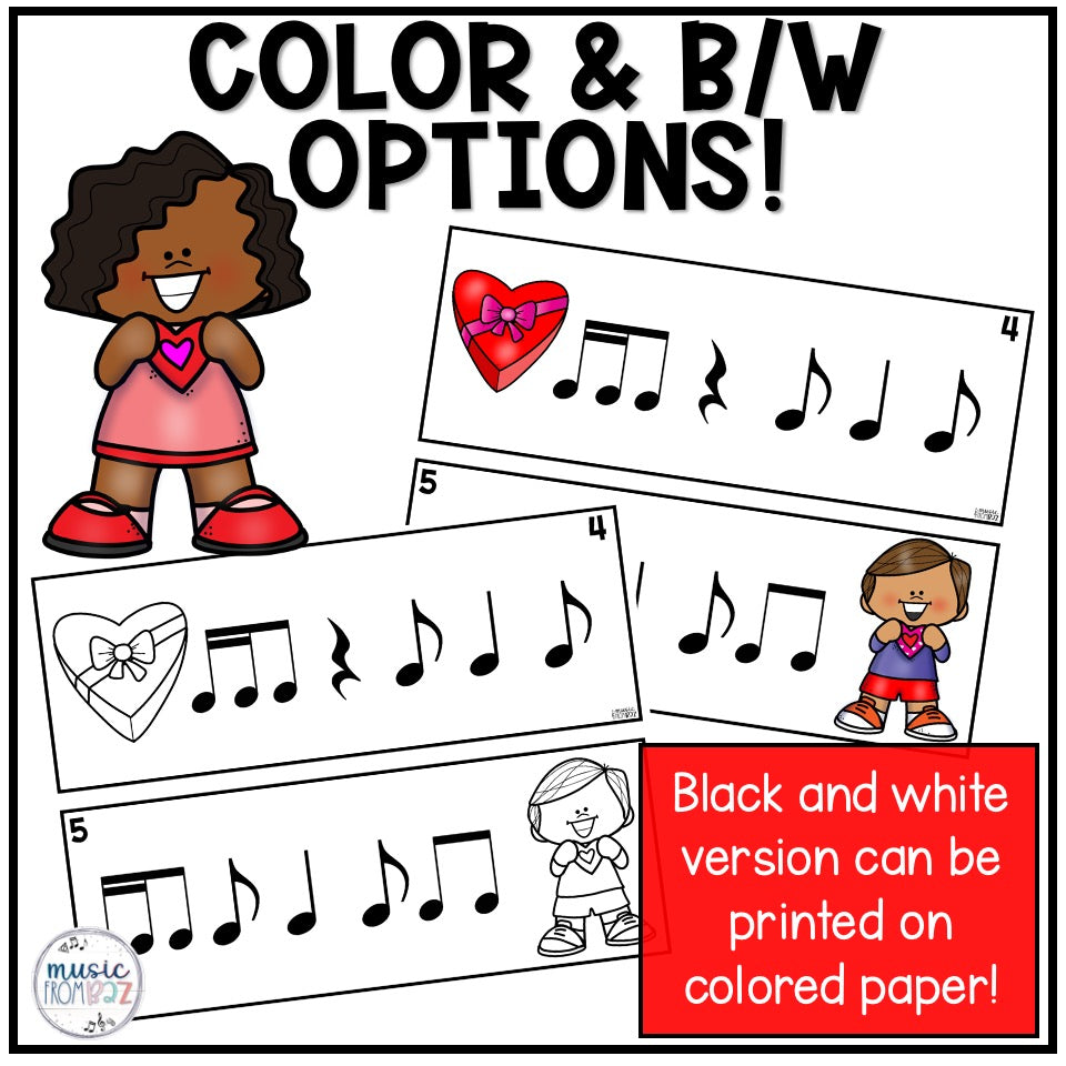 Valentine's Day Music Activity - Write the Room - Music Rhythm - Music Lesson