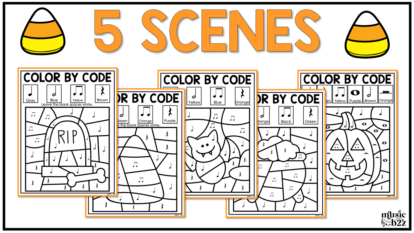 Halloween Music Coloring Halloween Music Worksheets Music Color by Note