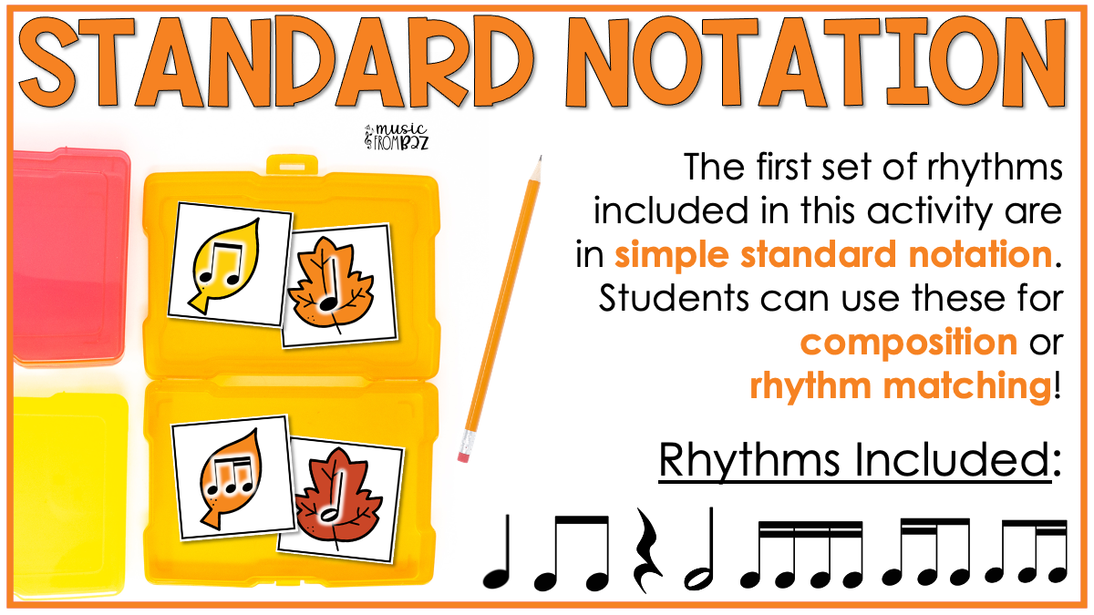 Fall Elementary Music Composition Rhythm Cards Worksheets & Beat Strips Autumn