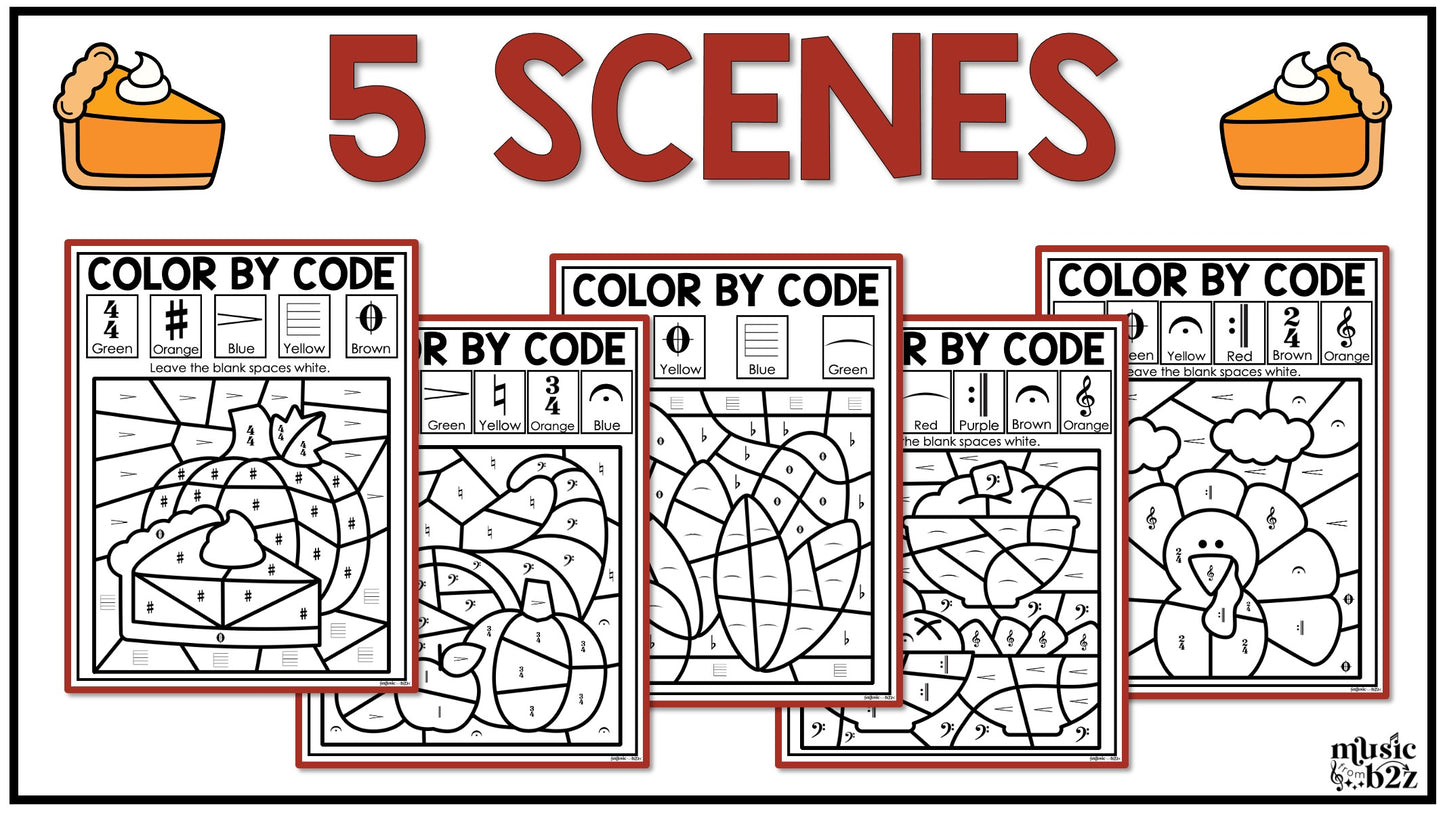 Thanksgiving Music Coloring Color by Note Music Worksheets Music Symbols