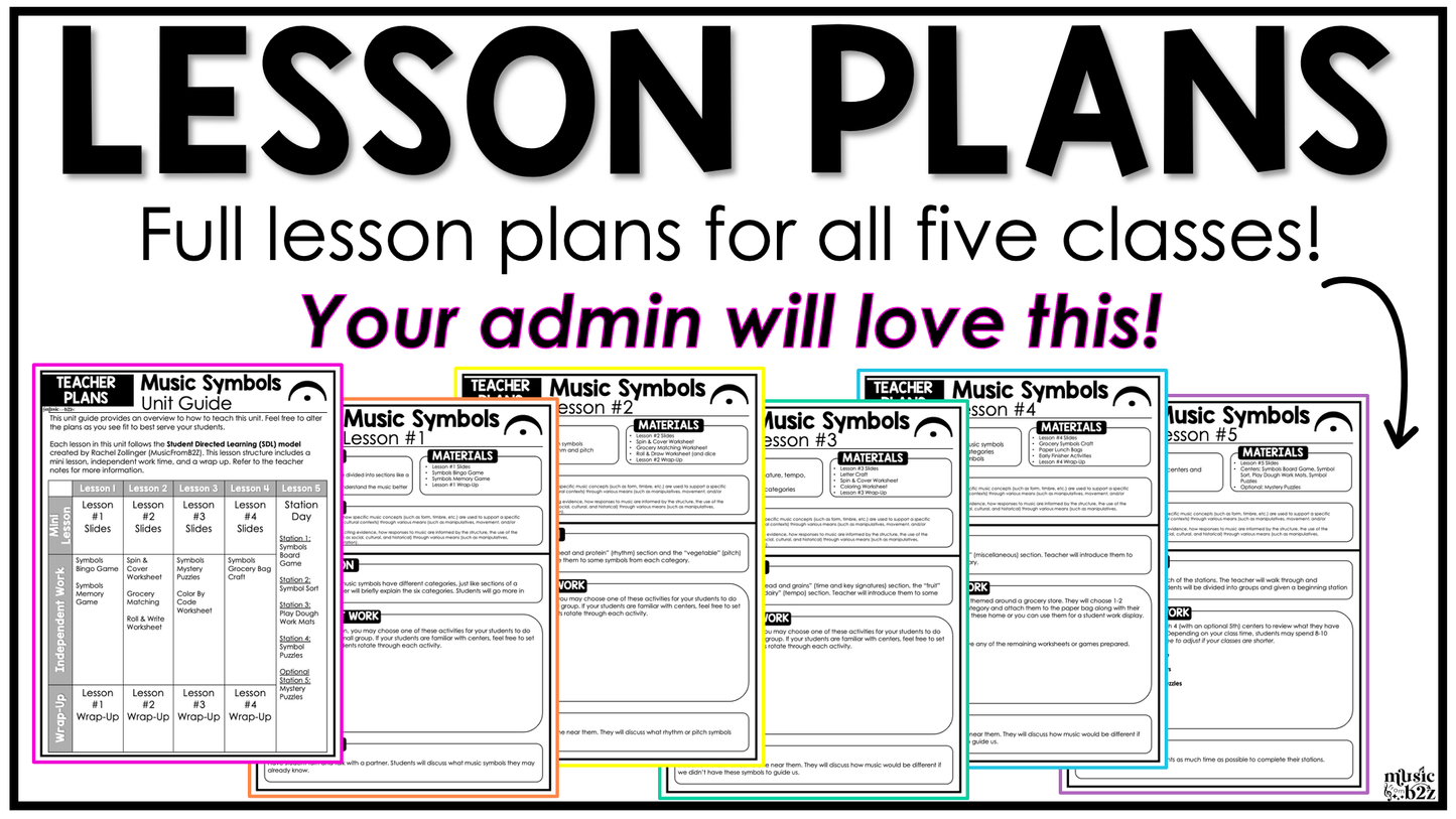 Music Symbols Unit Elementary Music Curriculum Lesson Activity Worksheets Games