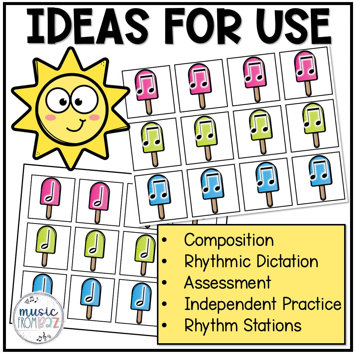 Summer Rhythm Cards Music Composing Summer Rhythm Worksheets & Composition