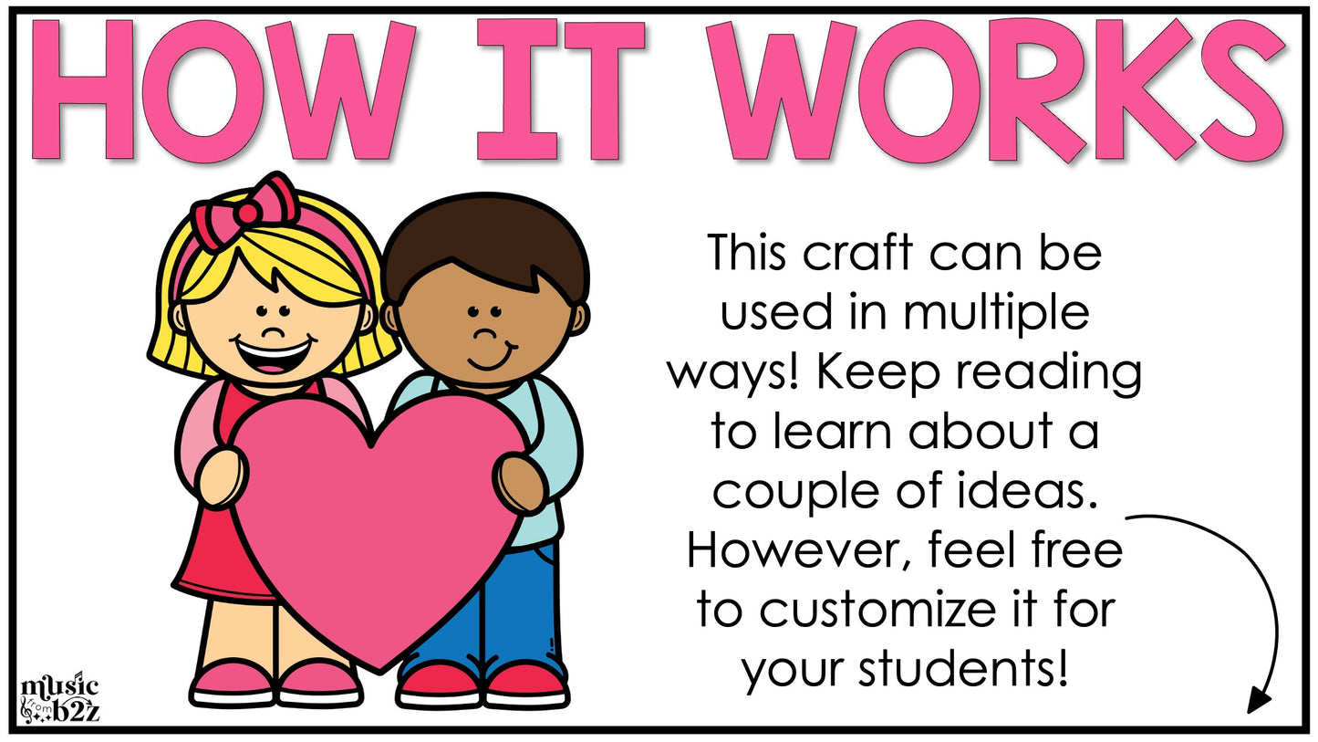 Valentines Day Music Rhythm Craft Elementary Music Centers Activities Sub Plans