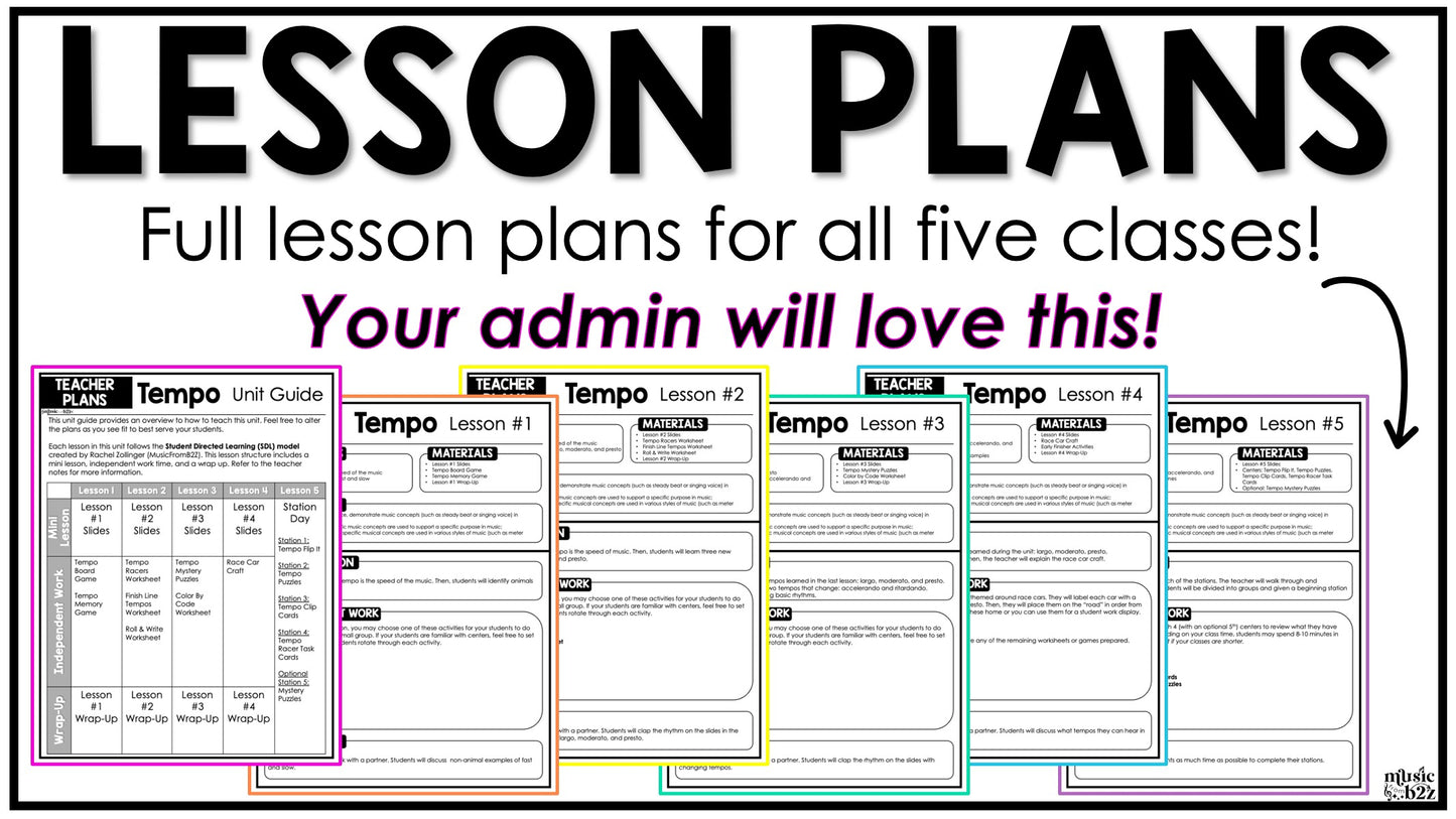 Tempo Unit Elementary Music Curriculum Lesson Activity Worksheets Games