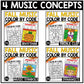 Fall Music Coloring BUNDLE Color by Note Fall Music Worksheets Color by Rhythm