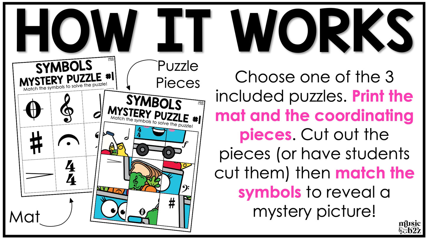 Music Symbols Mystery Puzzles Elementary Music Centers Sub Plans Activities