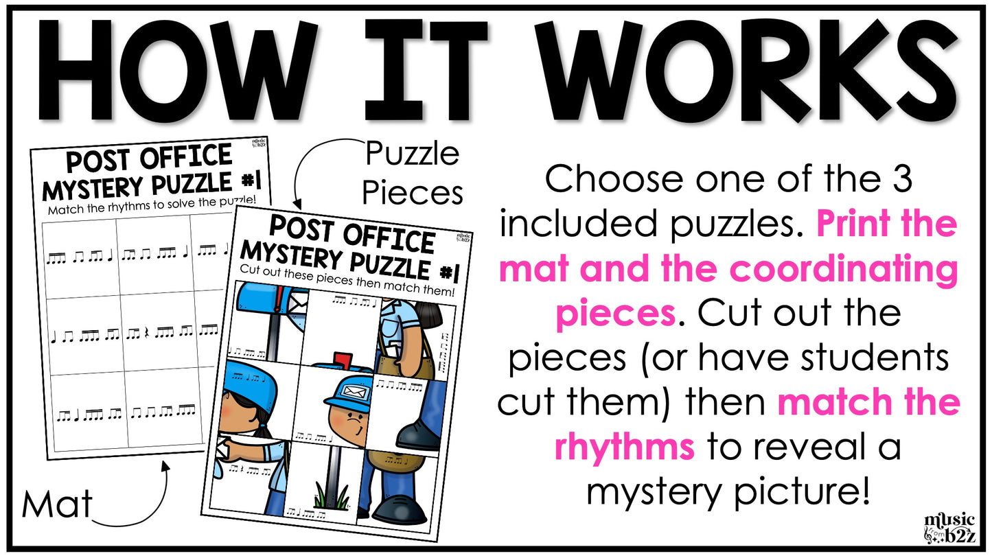 Eighth Sixteenth Note Rhythm Mystery Puzzles Elementary Music Centers Sub Plans