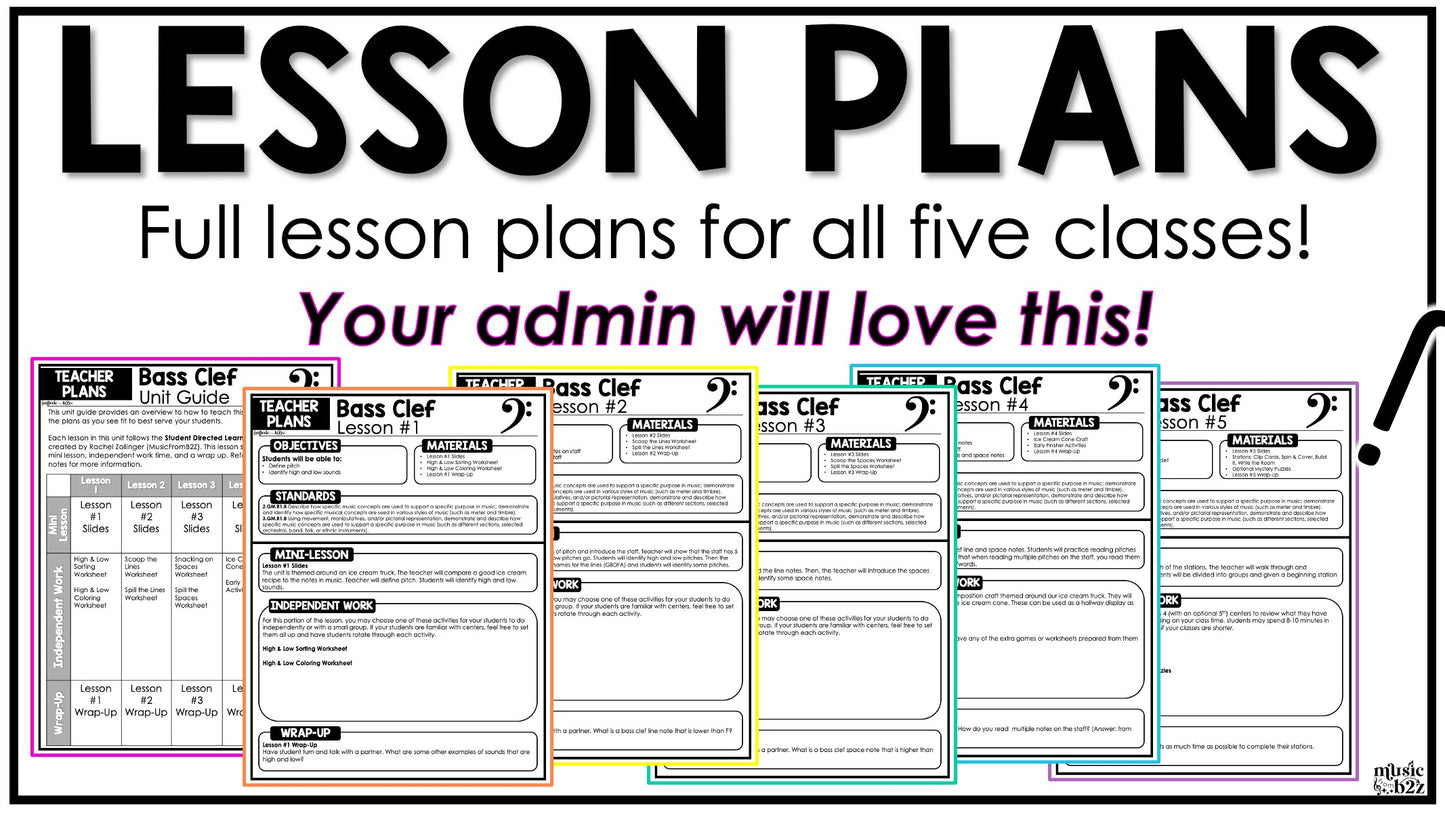 Bass Clef Unit Elementary Music Curriculum Lesson Activity Worksheets Games