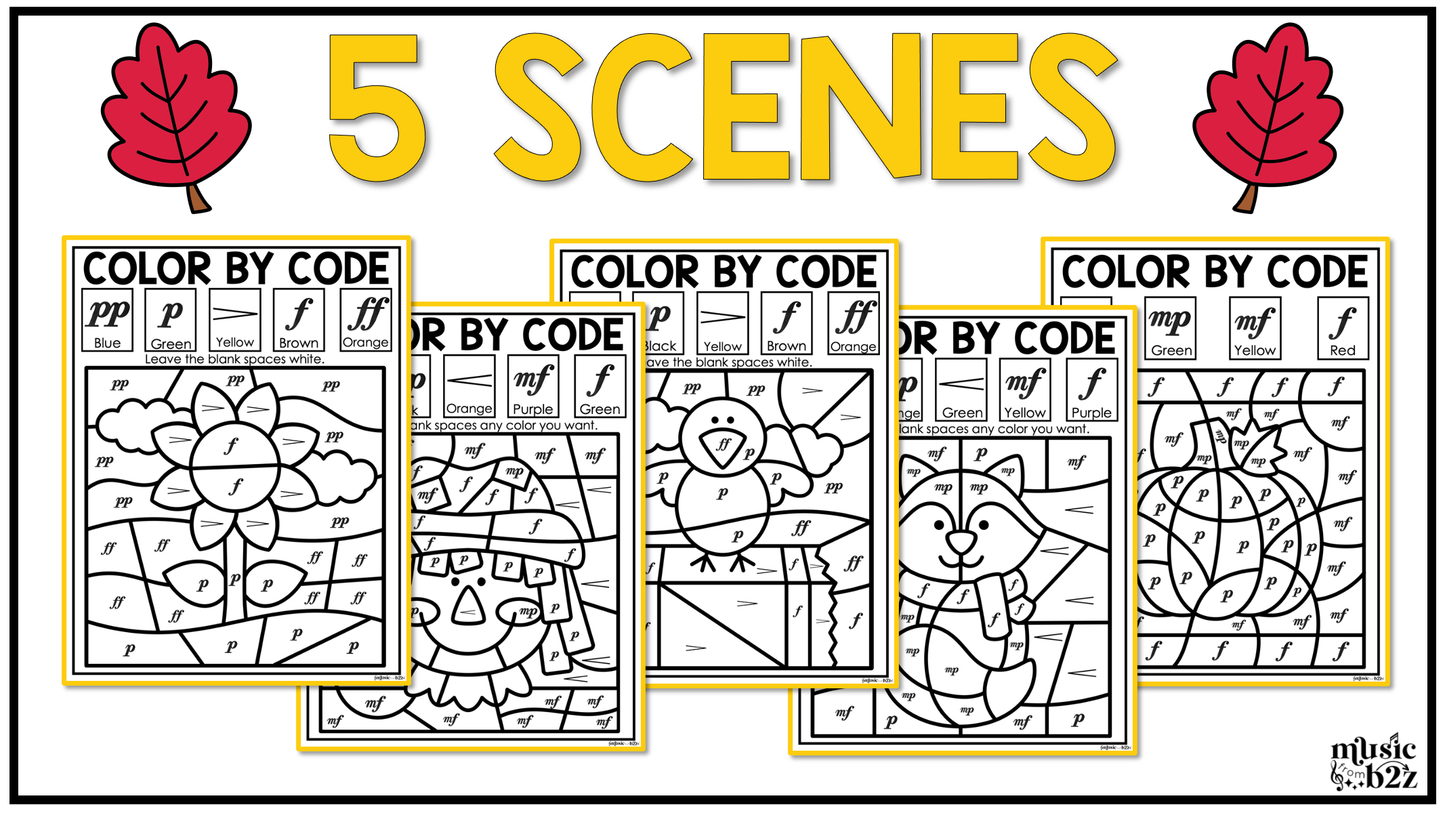Fall Music Coloring Music Color by Note Fall Music Worksheets Dynamics Coloring