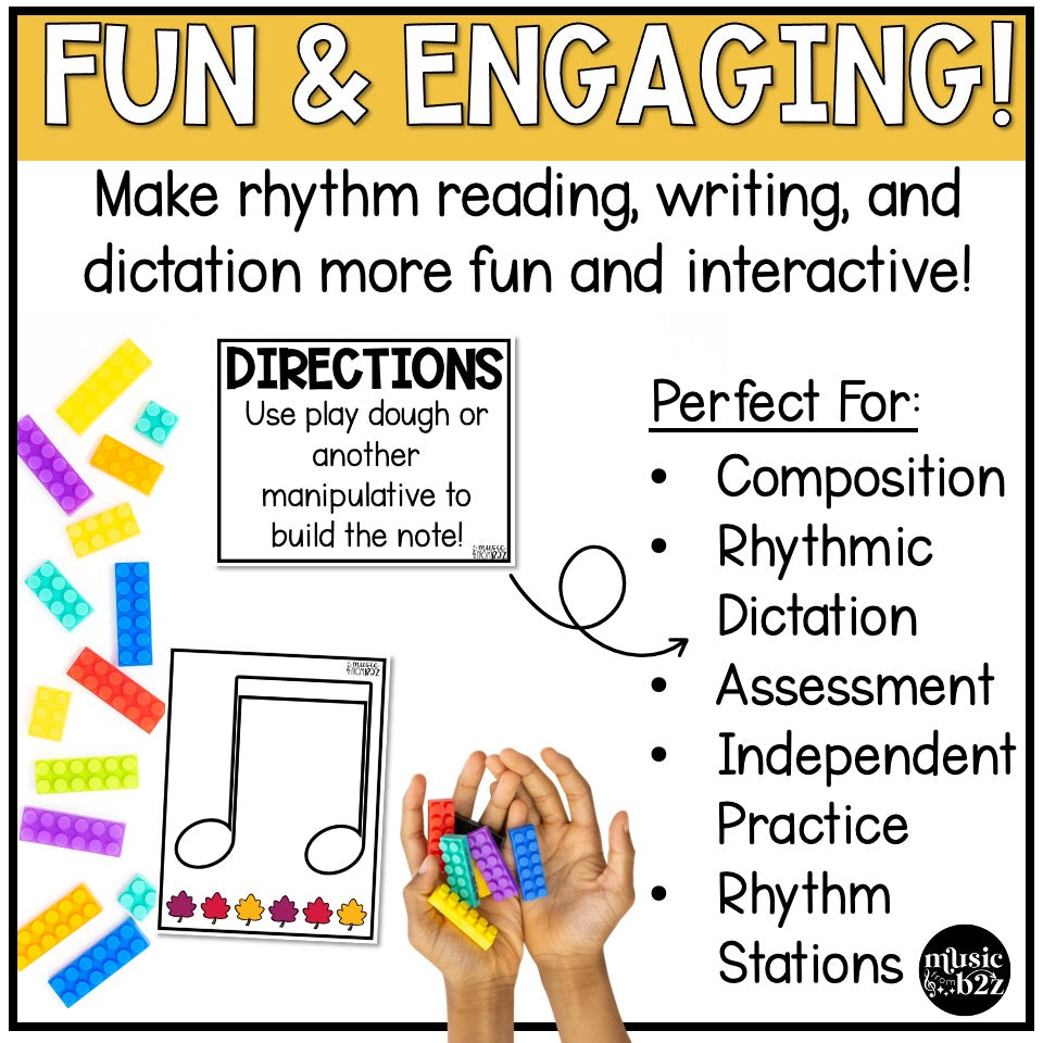 Fall Rhythm Task Cards Elementary Music Centers Lessons & Activities for Autumn
