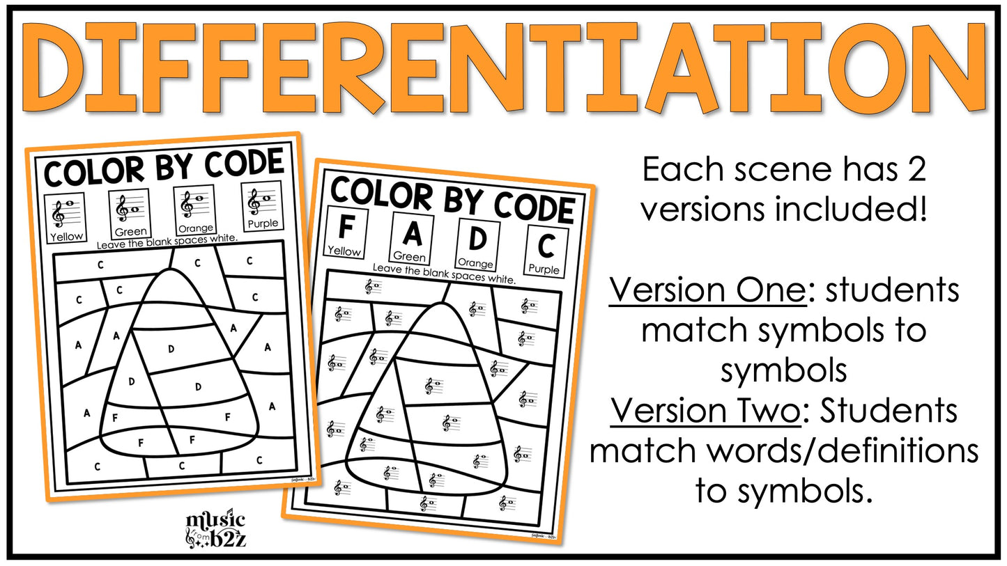 Halloween Music Coloring Color by Note Halloween Music Worksheets Treble Clef