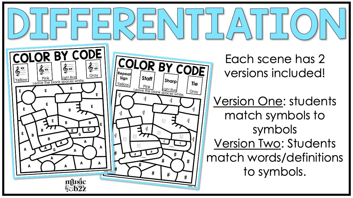 Winter Music Coloring BUNDLE Color by Note Winter Music Worksheets