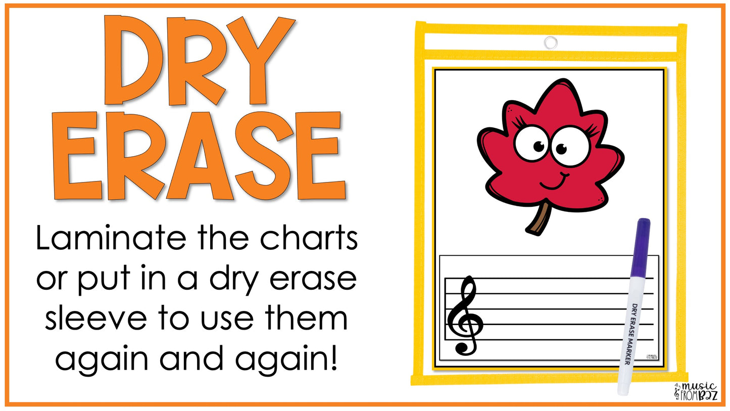 Fall Music Lines and Spaces Treble Clef Worksheets Fall Music Activities