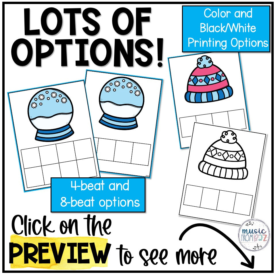 Winter Music Rhythm Worksheet | Winter Music Lesson