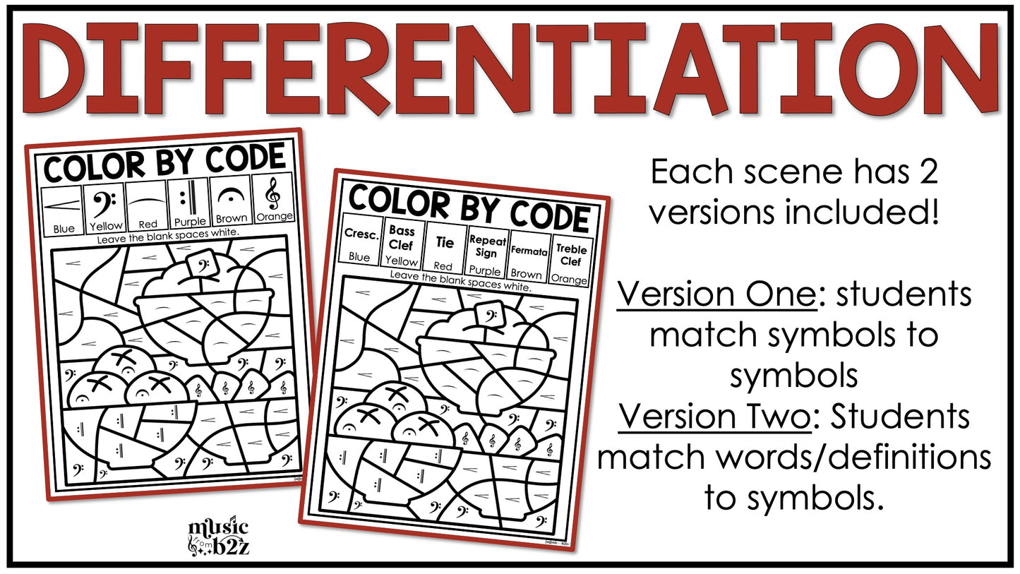 Thanksgiving Music Coloring Color by Note Music Worksheets Music Symbols