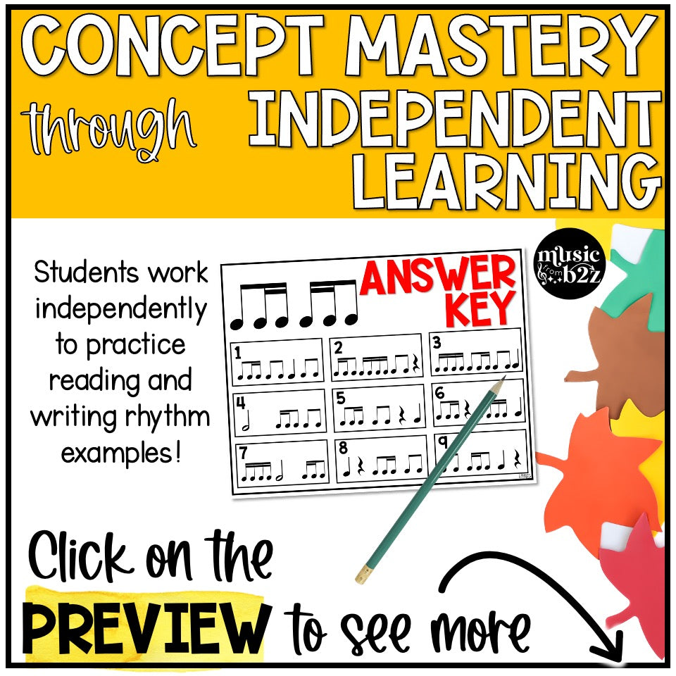 Fall Rhythm Write the Room Elementary Music Game & Scavenger Hunt for Autumn