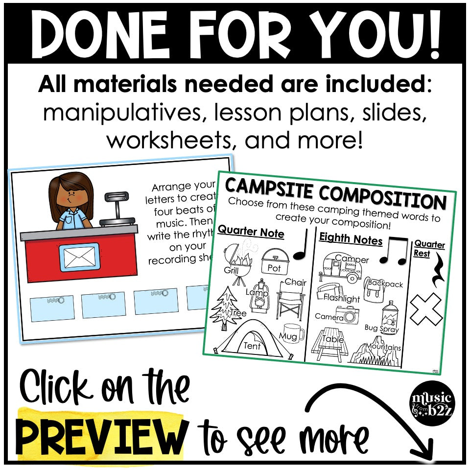 Rhythm Unit Bundle for K-5 Elementary Music Curriculum Worksheets Games Centers