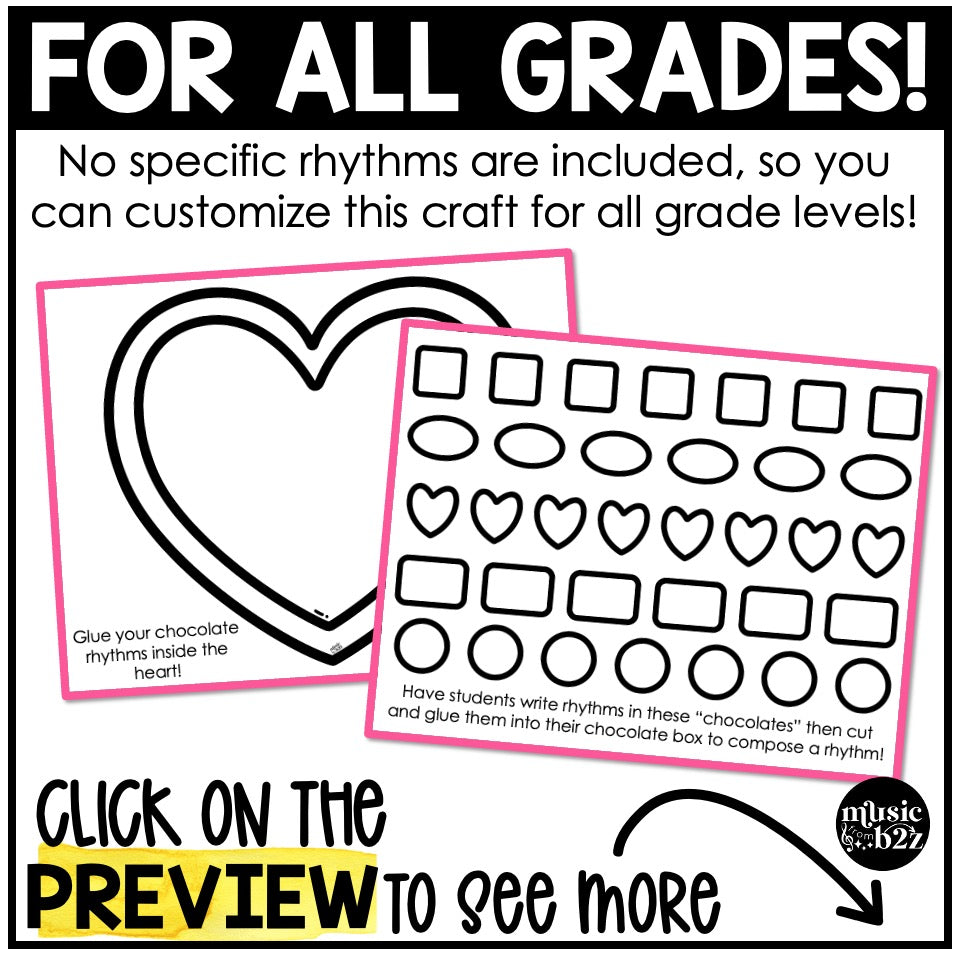 Valentines Day Music Rhythm Craft Elementary Music Centers Activities Sub Plans