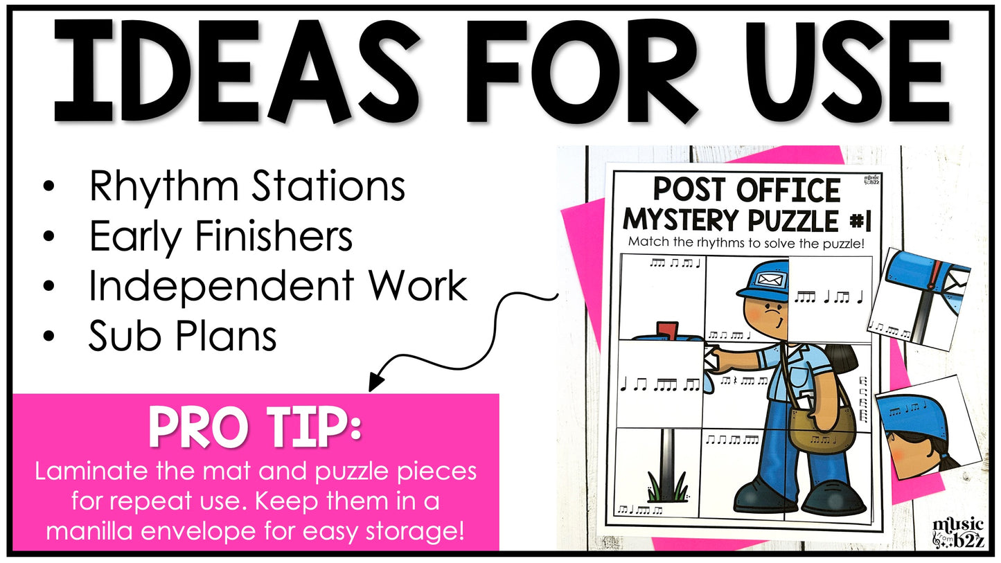 Eighth Sixteenth Note Rhythm Mystery Puzzles Elementary Music Centers Sub Plans