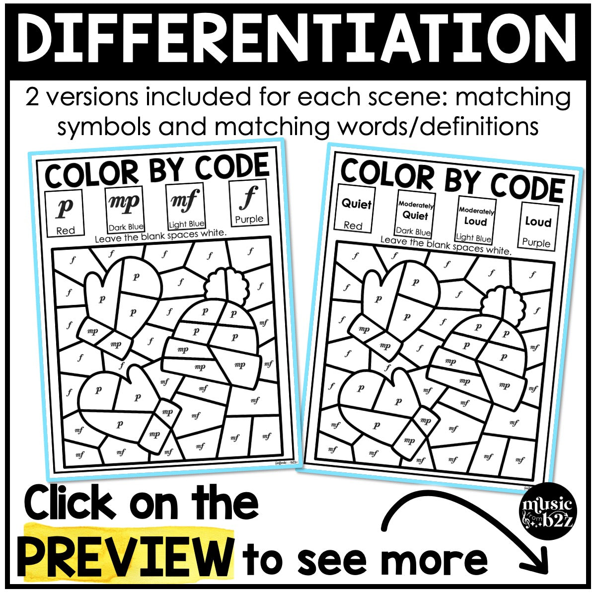 Winter Music Coloring Color by Note Winter Music Worksheets Dynamics