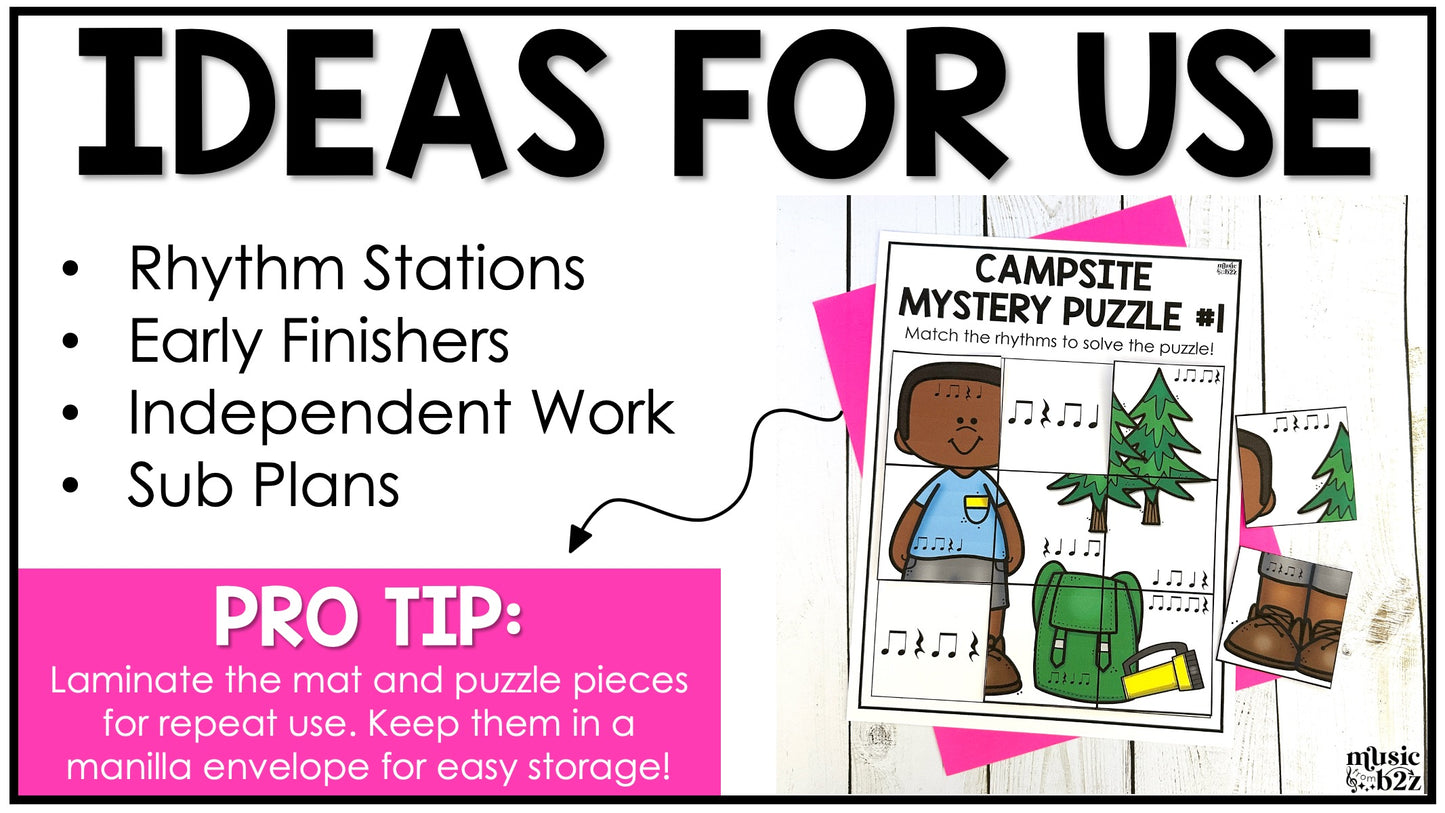 Quarter Rest Rhythm Mystery Puzzles Elementary Music Centers Sub Plans Activity