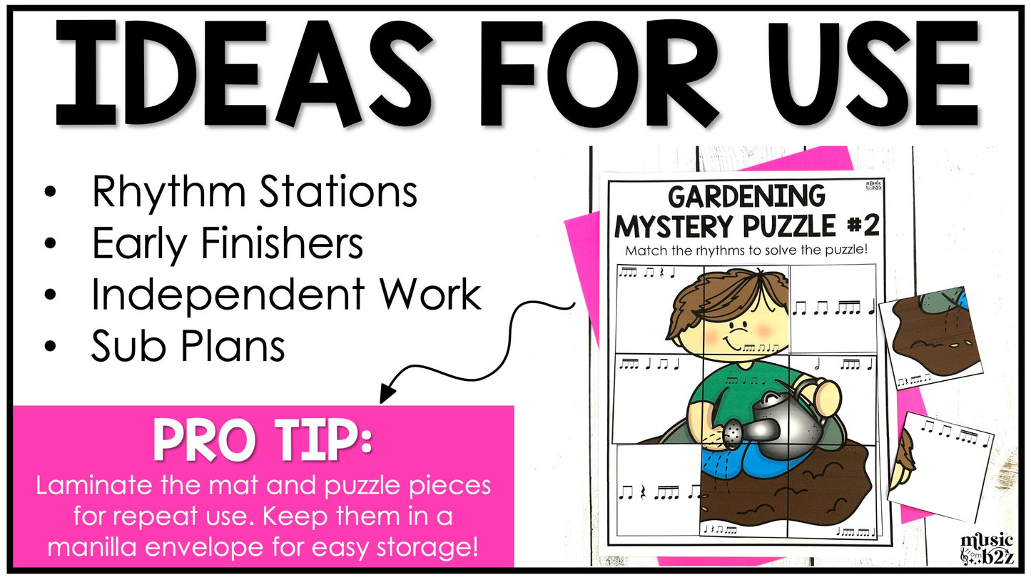 Sixteenth Notes Rhythm Mystery Puzzles Elementary Music Centers Sub Plans