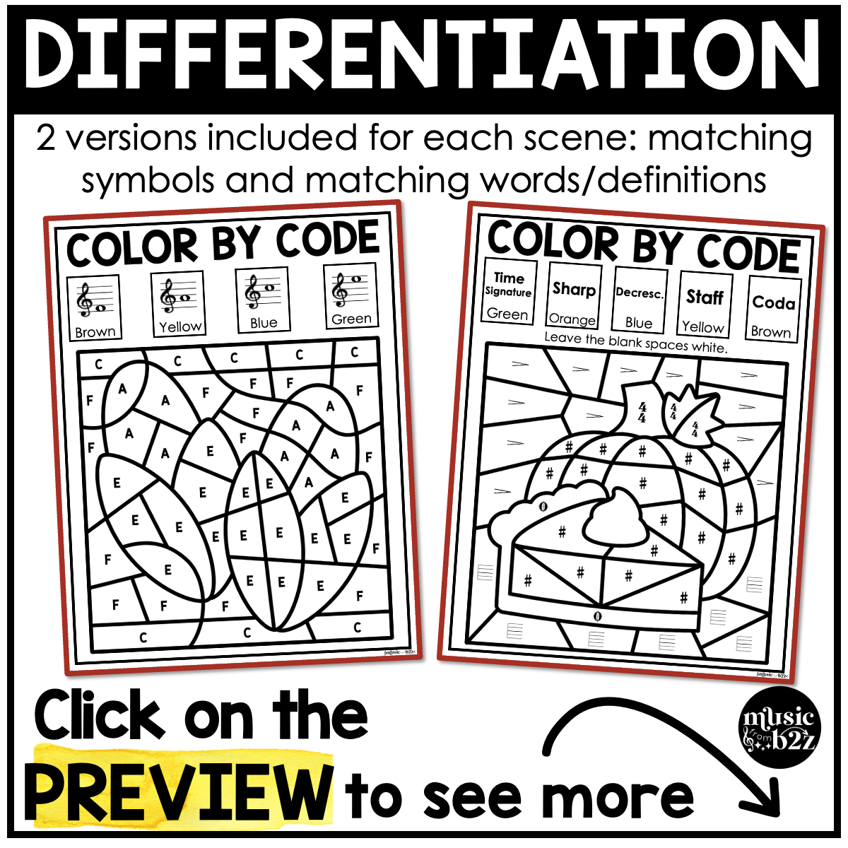 Thanksgiving Music Coloring BUNDLE Color by Note Thanksgiving Music Worksheets